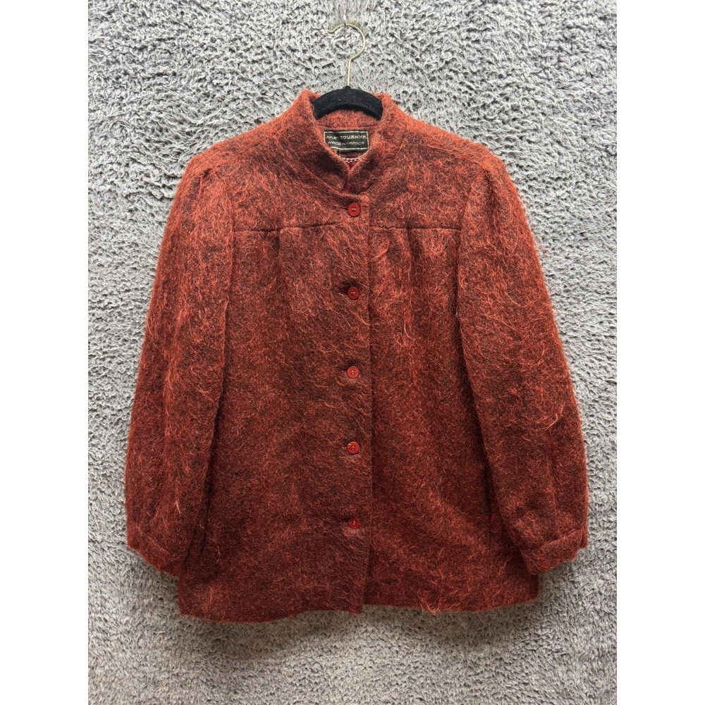 Vintage Jules Tournier Made in France Mohair Wool Jacket Red Womens Size 14